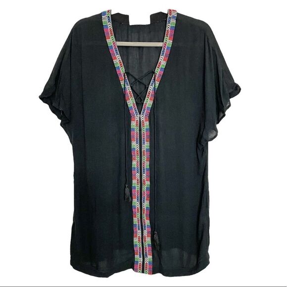 Piper by Townsen Embroidered Cover up tunic with Tassels Sz S - Picture 1 of 5